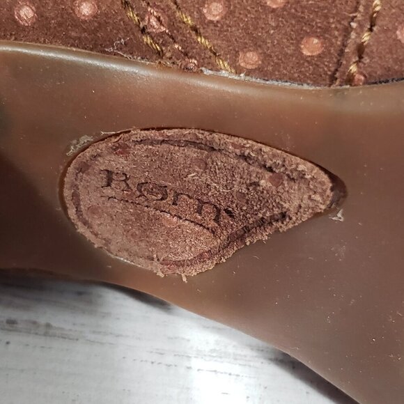 Born  Brown Suede Leather Heeled Booties  Women's Size 7   Dot pattern - Picture 7 of 10